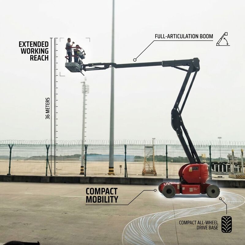 12m Electric Articulated Boom Lift GTHZ120 Compact Self Propelled Aerial Work Platform 200kg CE Certified